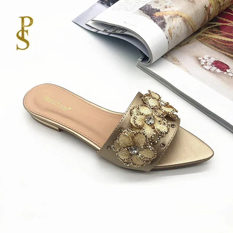 Women's Sequin slippers women's French flat shoes flower woman shoe | Обувь