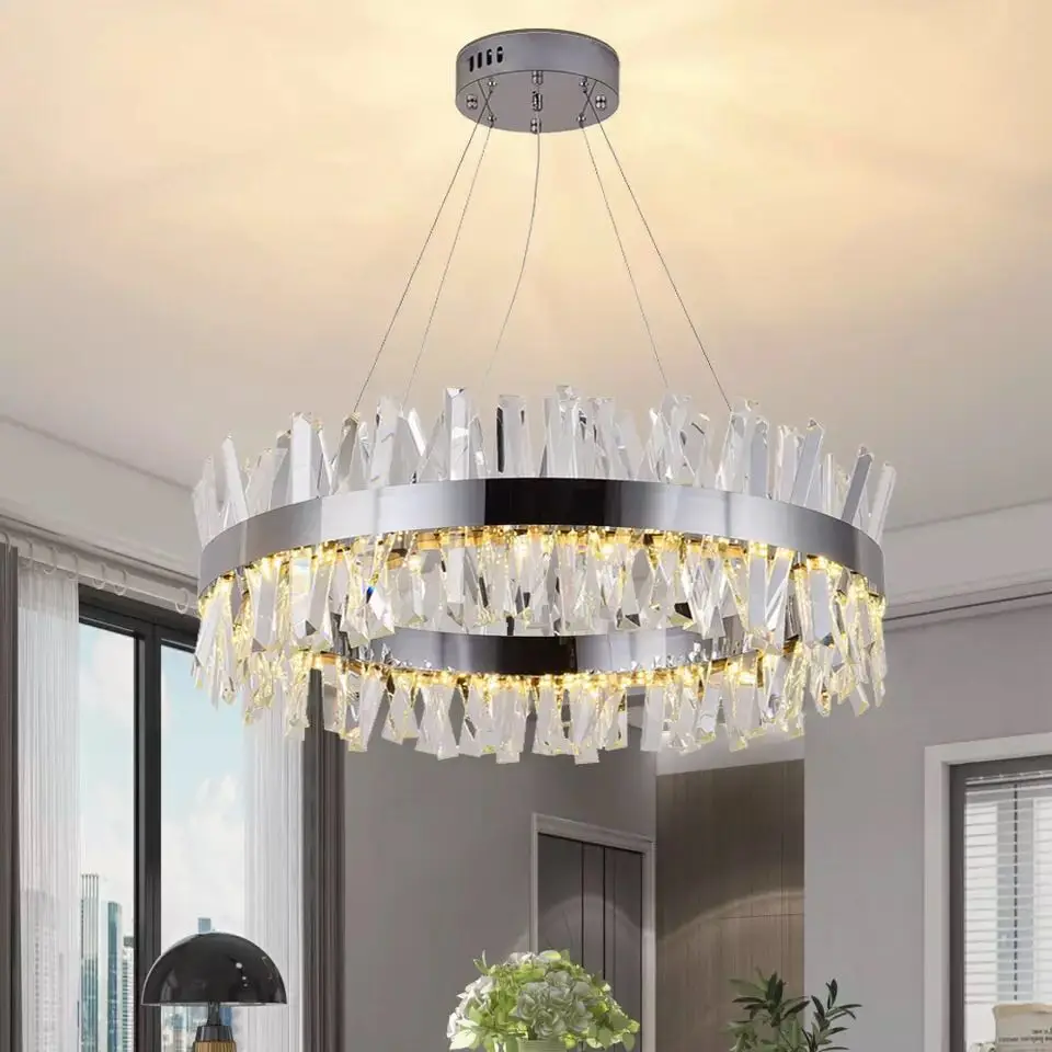 

NEW Modern Crystal Chandelier Gold Chrome Lamp living Room Kitchen Polished Stainless Steel Design Island Led lighting Lustre