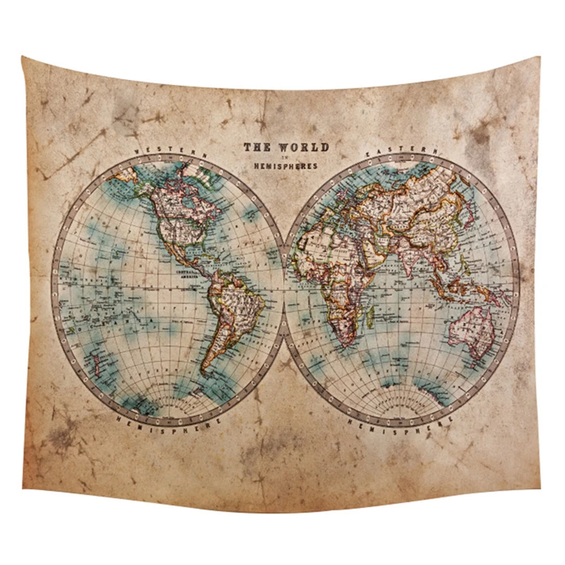 

Fashion World Map Tapestry HD Environmental Printing and Dyeing Living Room Kitchen Background Wall