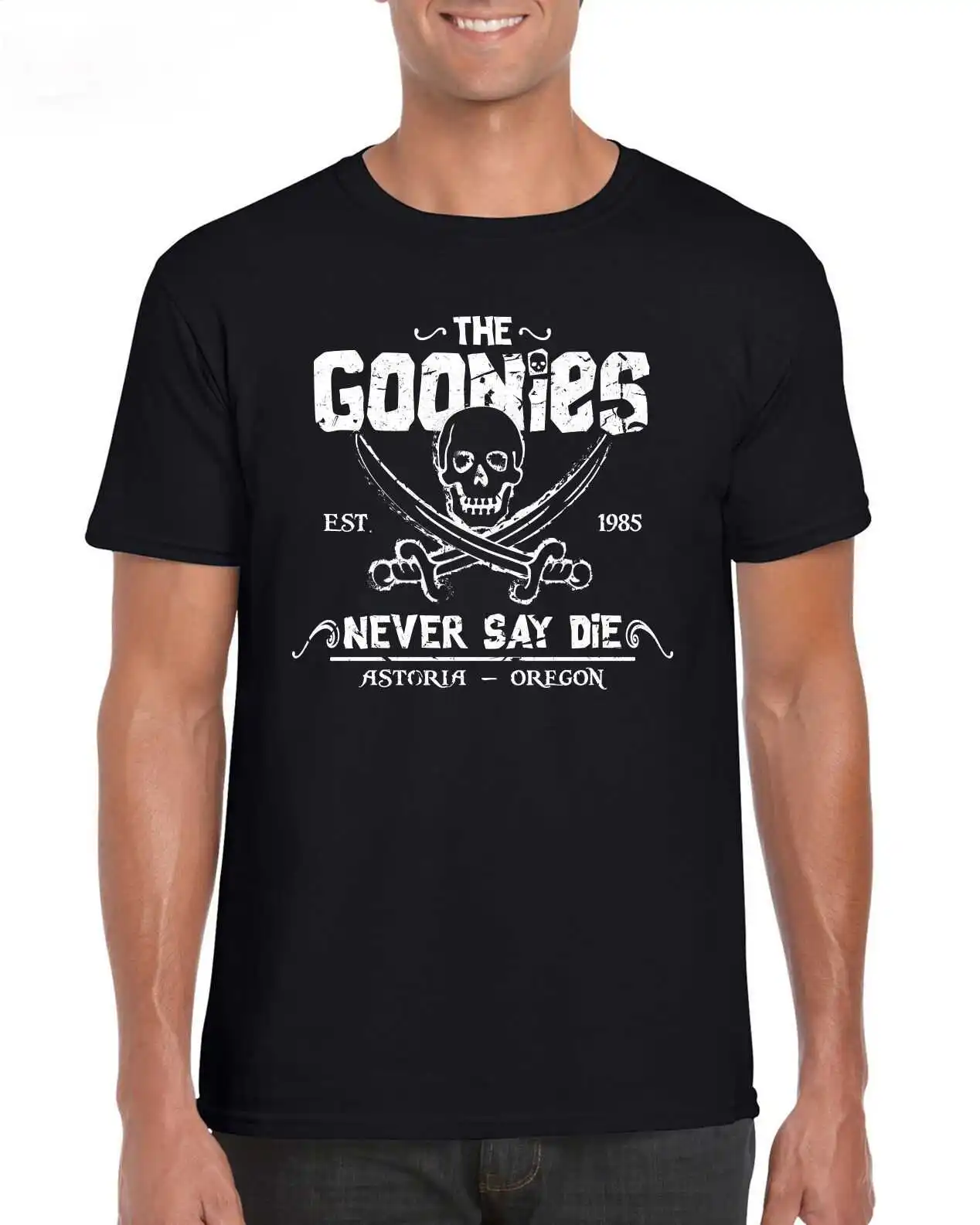 

Flower The Goonies Never Say Die Pirate Classic Movie Graphic Inspired T-shirt Kawaii Harajuku Ullzang T Shirt Men Funny T-shirt