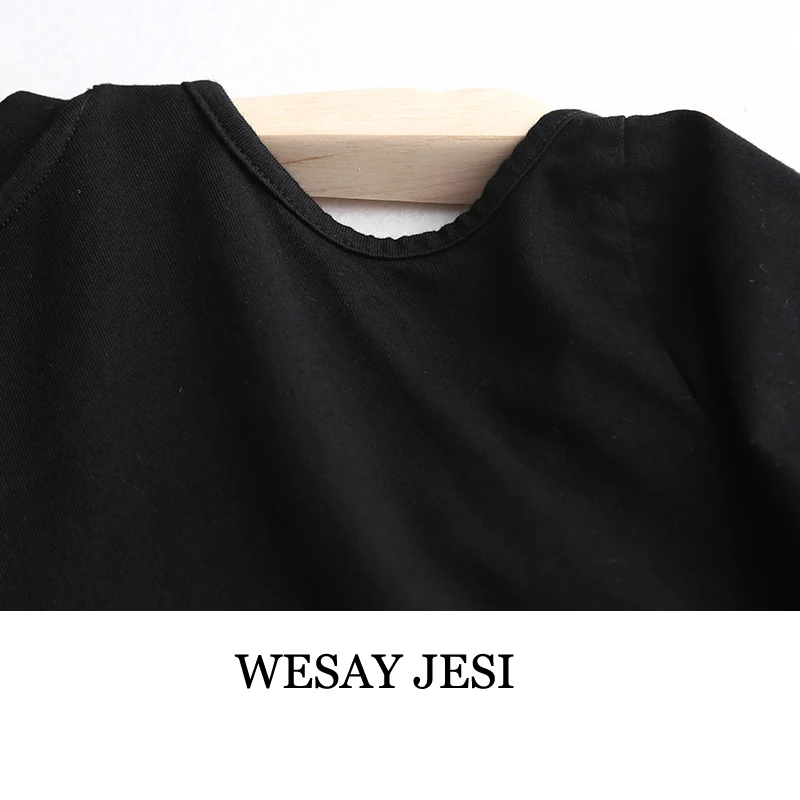 

WESAY JESI Summer Casual Cartoon Print T Shirt Women O Neck Short Sleeve Oversized Tops Femme Streetwear Cute Long T-shirt Mujer