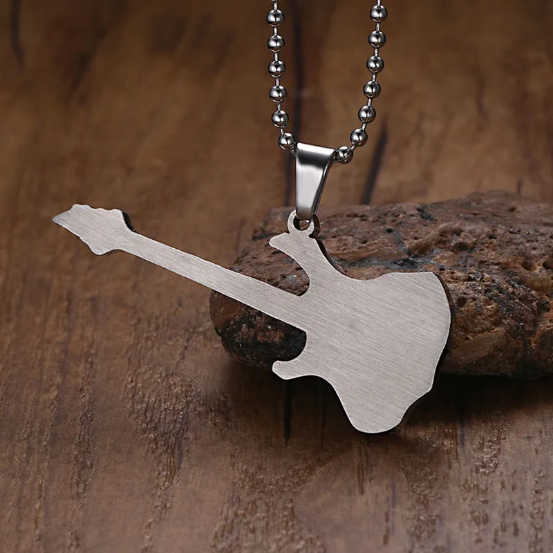 Музыкальная Мода Золотой Черный Серебряный цвет гитара кулон ожерелье для