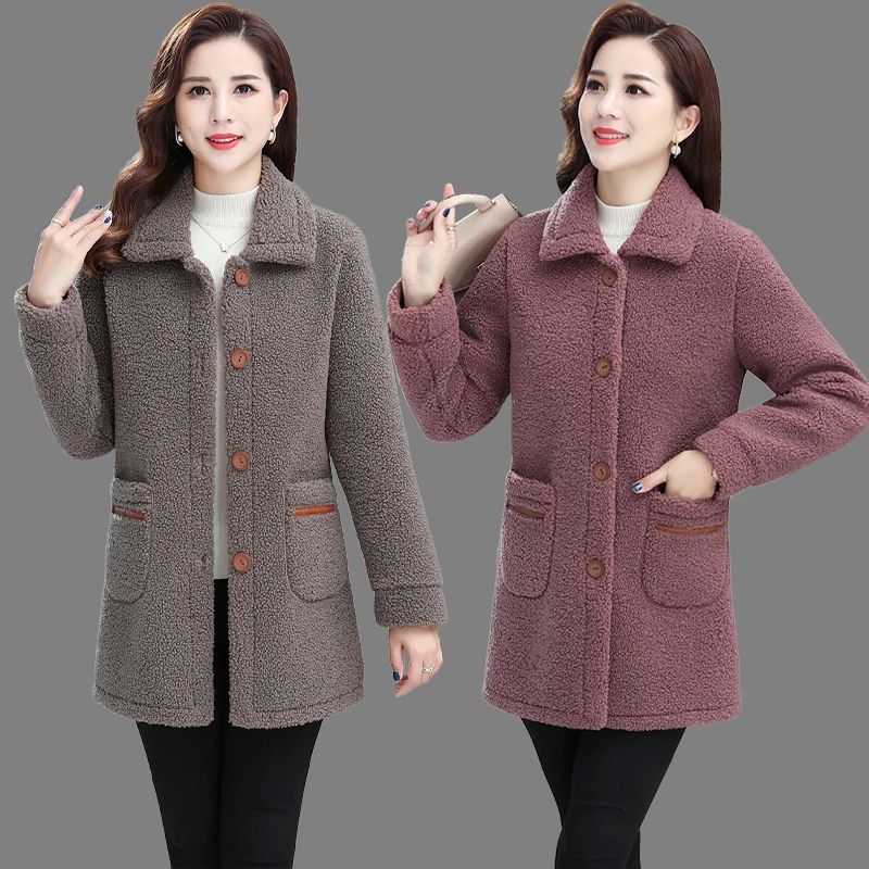 Верхняя одежда для мамы осенне-зимнее плотное бархатное пальто с добавлением
