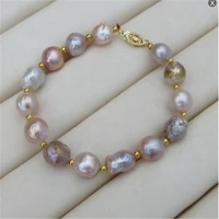 11 12mm baroque multicolor pearl bracelet 7 5 inches personality party cultured mesmerizing charm fashion gift women chain chic