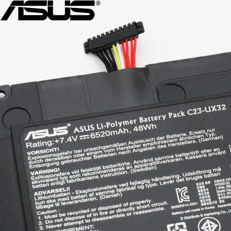 ASUS оригинальные 6520 мА/ч, C23-UX32 Аккумулятор для ноутбука ASUS VivoBook U38N U38K U38DT U38N-C4004H ASUS Zenbook UX32 UX3A UX32VD UX32LA