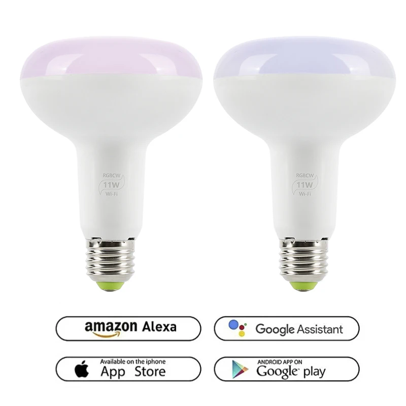 4 шт. 11 Вт RGB WiFi умный светильник лампочка с регулированием яркости Светодиодная лампа Wake-Up светильник s не требуется концентратор, совместим с Alexa и Google Assistant