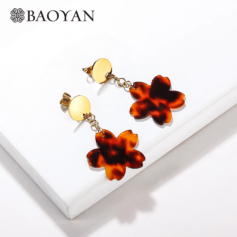 Baoyan 2019 женские серьги акриловые цветочные леопардовые круглые золотые из