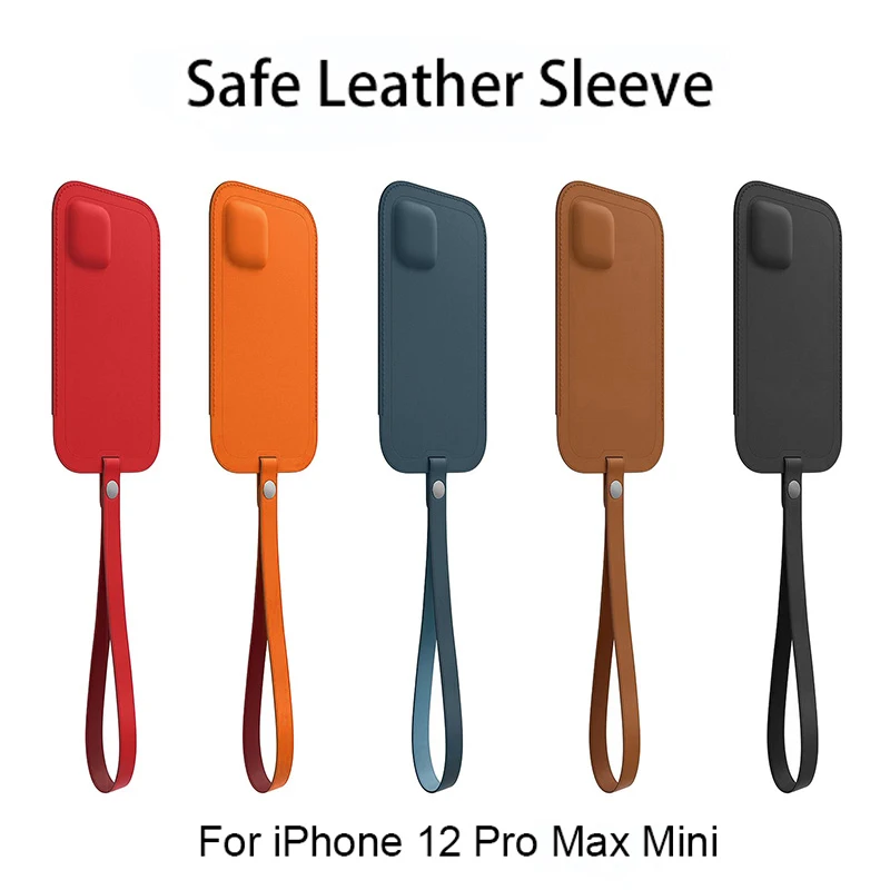 

Genuine Leather Sleeve For iPhone 12Pro Max 12 Mini Magnetic Protective Phone Case Pouch for iPhone 12Promax Cover Wallet Slot