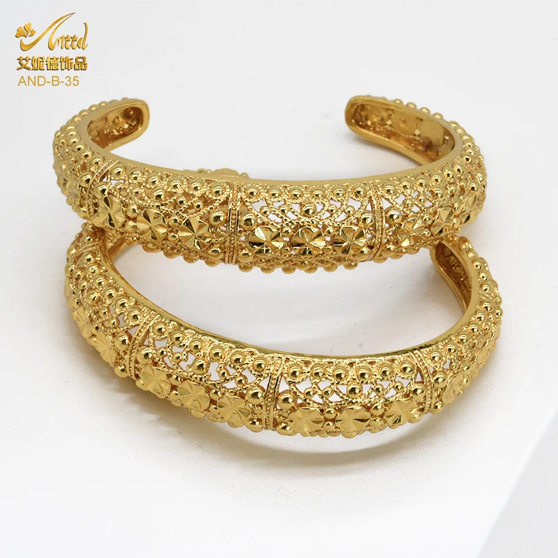 

ANIID Dubai Bangles 24K Gold Bracelets For Women Wholesale Luxury Wedding African Arabic Cuff Plated Accessories Metal Hawaiian