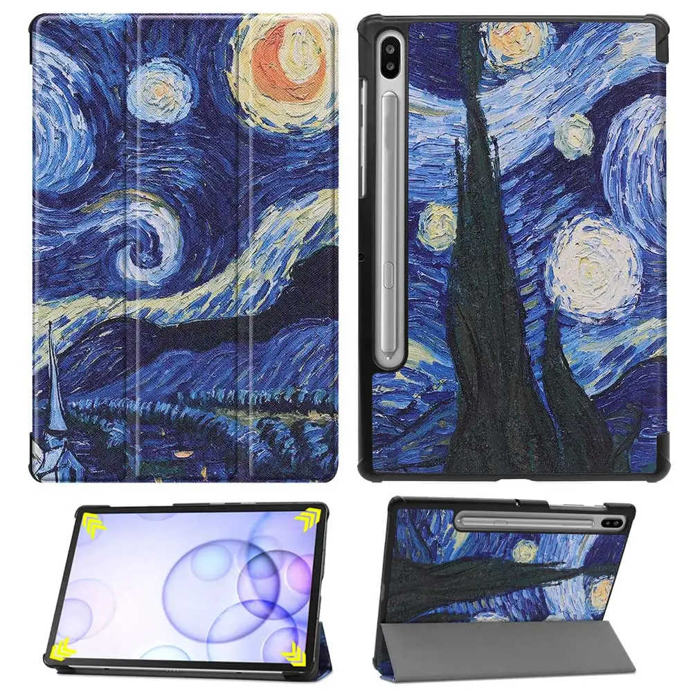 Starry sky Кожаный смарт-чехол для samsung Galaxy Tab S6 10,5 SM-T860 SM-T865 10," чехол с принтом для планшета - Цвет: Starry sky