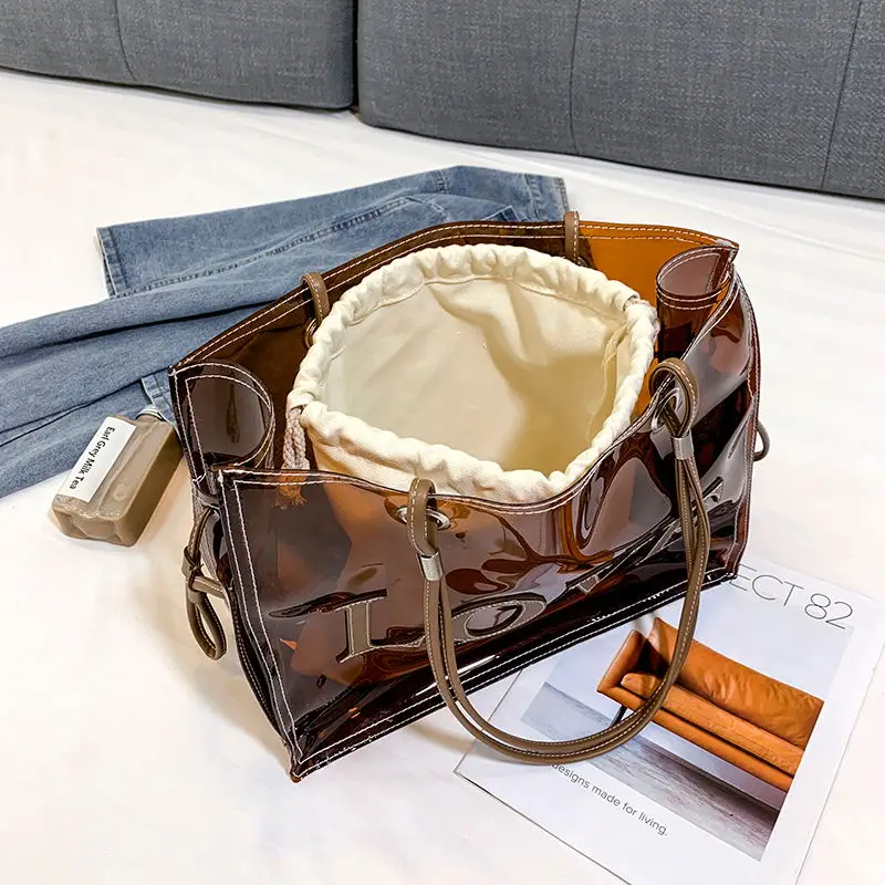 Women’s bag clear bag Transparent Bag Hand bags Large Capacity Jelly Bag clear purse Small string  Bag girl summer bag beach bag