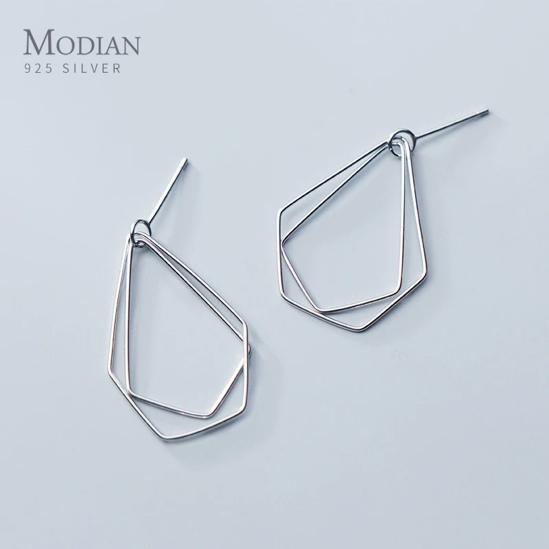 Modian изысканные серьги гвоздики в форме капли воды для женщин подлинные 925 пробы