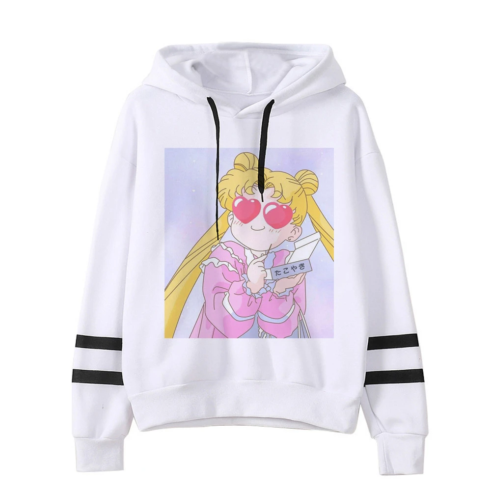 Сейлор свитшот с Луной кошкой Харадзюку корейский стиль ulzzang kawaii 90s мультфильм одежда пуловеры негабаритных с капюшоном уличная - Цвет: 3057