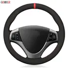 Мужская прошитая вручную обувь черного цвета из натуральной кожи и замши чехол рулевого колеса автомобиля для Hyundai i30 Elantra Touring 2007 2008 2009 2010 2011 2012