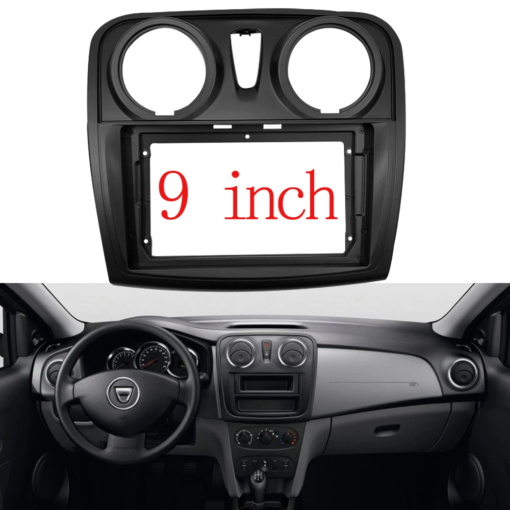 Автомагнитола 2 Din 9 дюймов облицовка для Dacia Sandero Symbol Stepway 2014 + установка рамы
