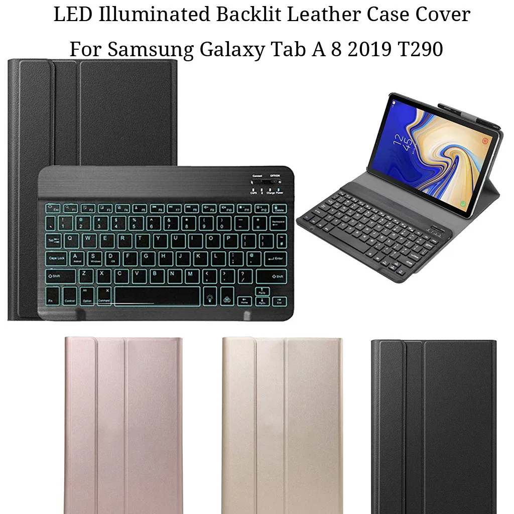 For Samsung Galaxy Tab A 8 2019 T290 LED Illuminated Backlit Ultra-Thin Leather Case Detachable Blueteeth Keyboard Cover z0919 | Компьютеры