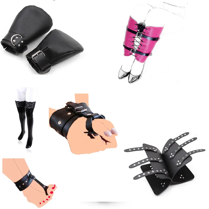 

Из искусственной кожи бандаж для рук кружевные высокие чулки для щенков Фетиш сексуальные необработанные кожаные перчатки с когтями для со...