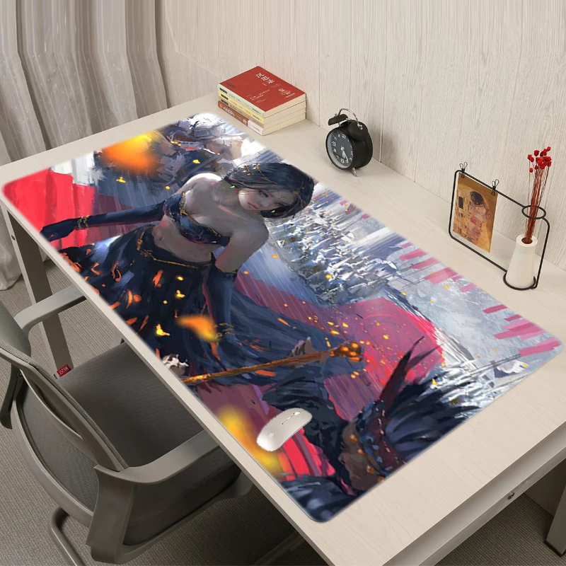 

Kawaii Mouse Pad Large Pad on the Table Mause Gamer Girl Ghost Blade Mausepad Gaming Accessories Desk Mat Rug Varmilo Cannabis