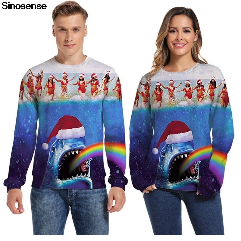Новый осенне-зимний Уродливый Рождественский свитер 3D свитера джемперы топы с
