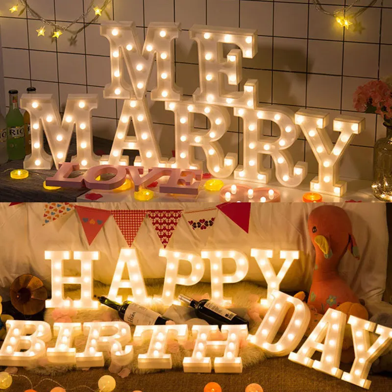 Светящиеся светодиодные буквы с английским алфавитом 26 дюймов креативная