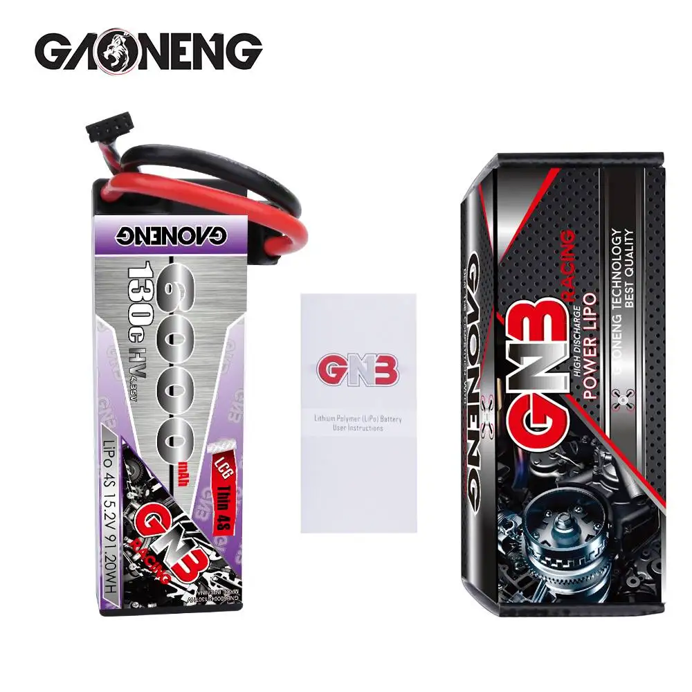 

Gaoneng GNB 15.2V 6000mAh 130C 4S HV LiPo Battery for FPV Racing Drone RC Quadcopter RC Model Toys w/ XT90/T/XT60/TRX Plug