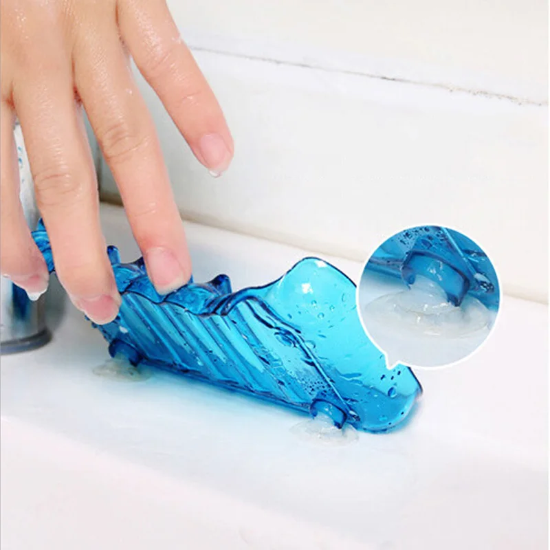 

2021 new Concise Colorful Waterfall Soap Dish Plastic Bathroom Accessories Suction Antiskid Kitchen Shower Sponge Soap Holder