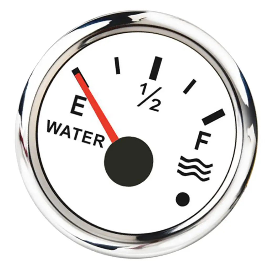 

2 inch 52mm Marine Mounted Water Lever Gauge - E-1/2-F Indicating Range ( 0-190/240-33 Ohm's) - White
