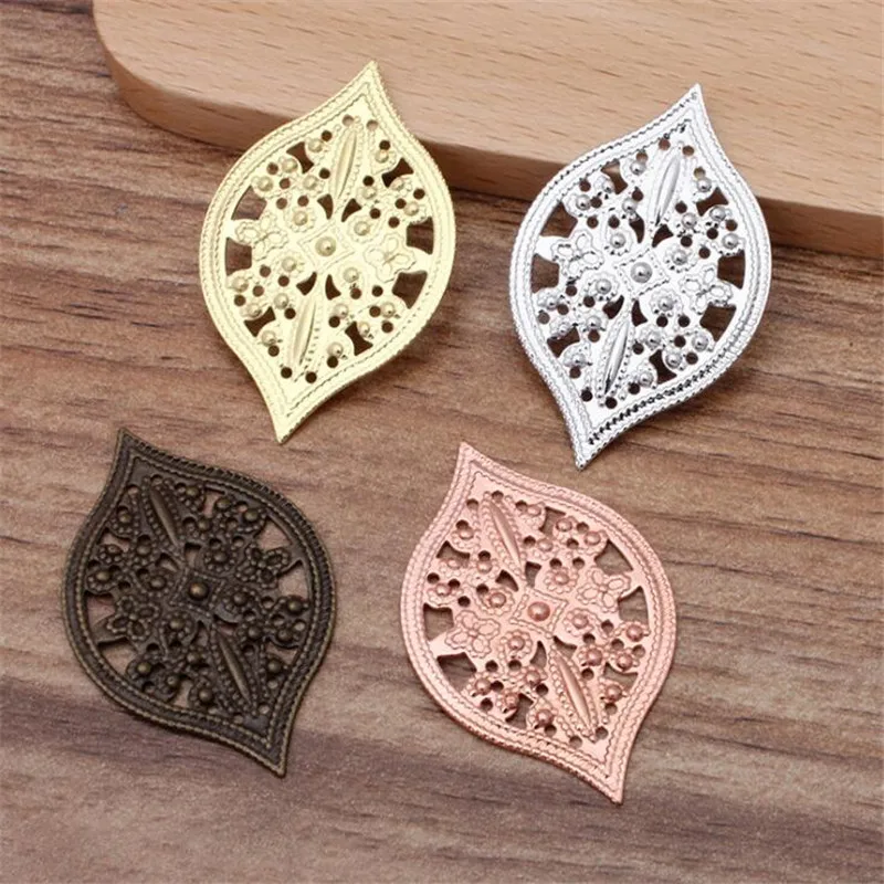 

SIXTY TOWFISH 10 Pieces DIY Jewelry Accessories 40*25mm Handmade Materials Charms Brass Flower Filigree Flower Slice