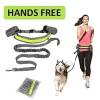 pet dog cat running jogging padded waist belt reflective strip elastic leash perfect walking training dog leash set hands free