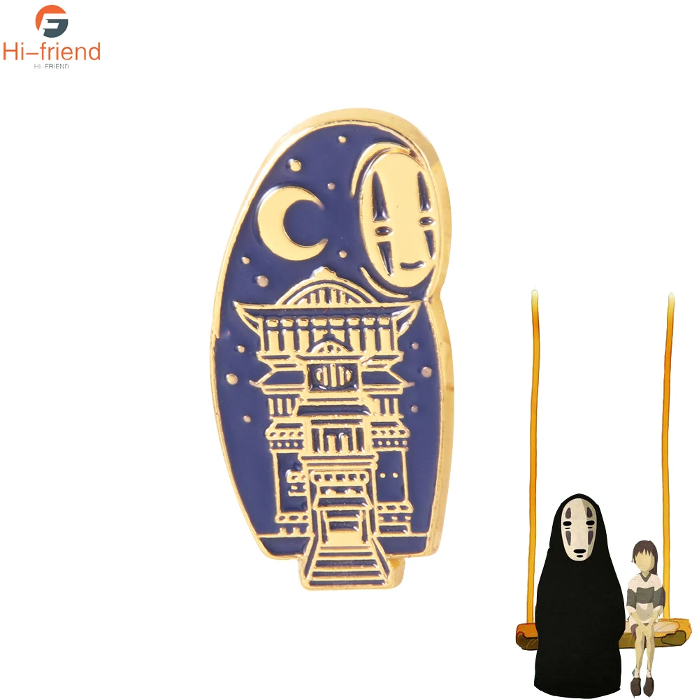 

Anime Cartoon No Face Man Brooches Miyazaki Hayao Spirited Away Enameled Metal Loft Brooch Party Casual Jewelry Gifts