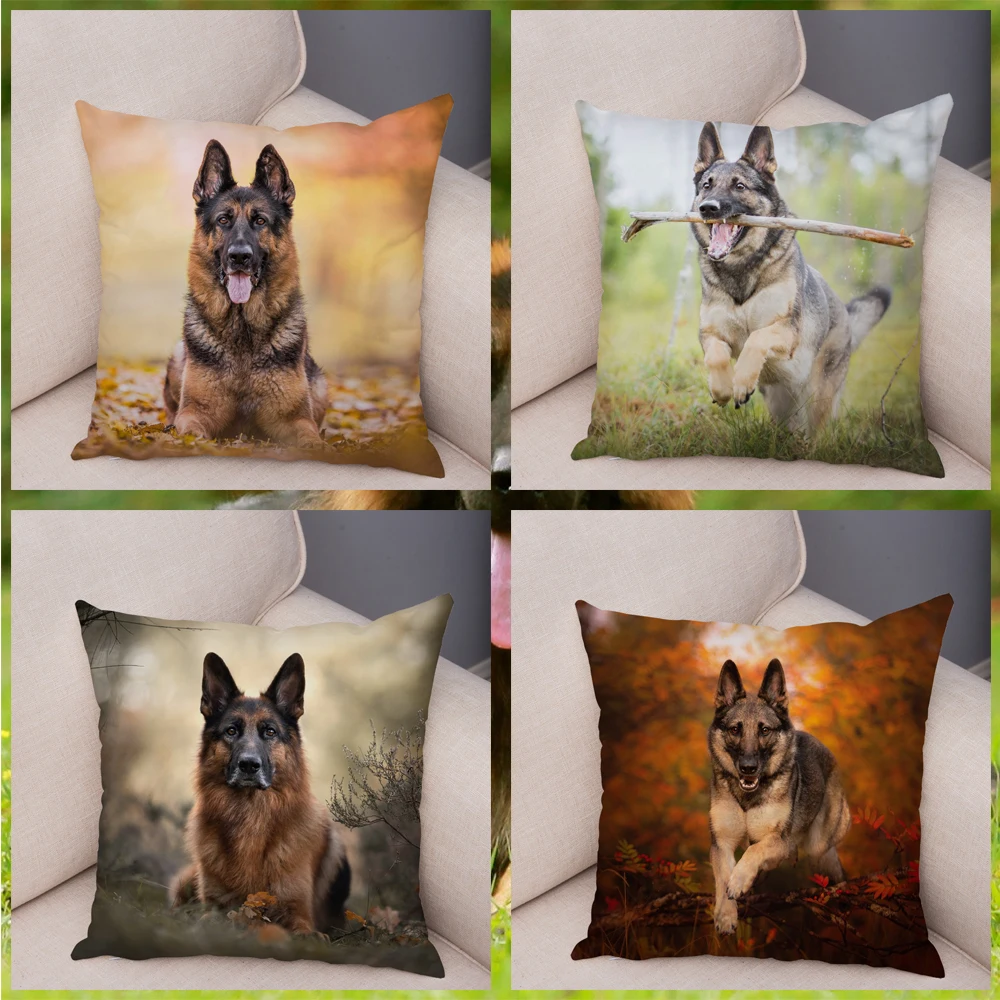 Чехол для подушки в виде немецкой овчарки супер мягкие короткие плюшевые