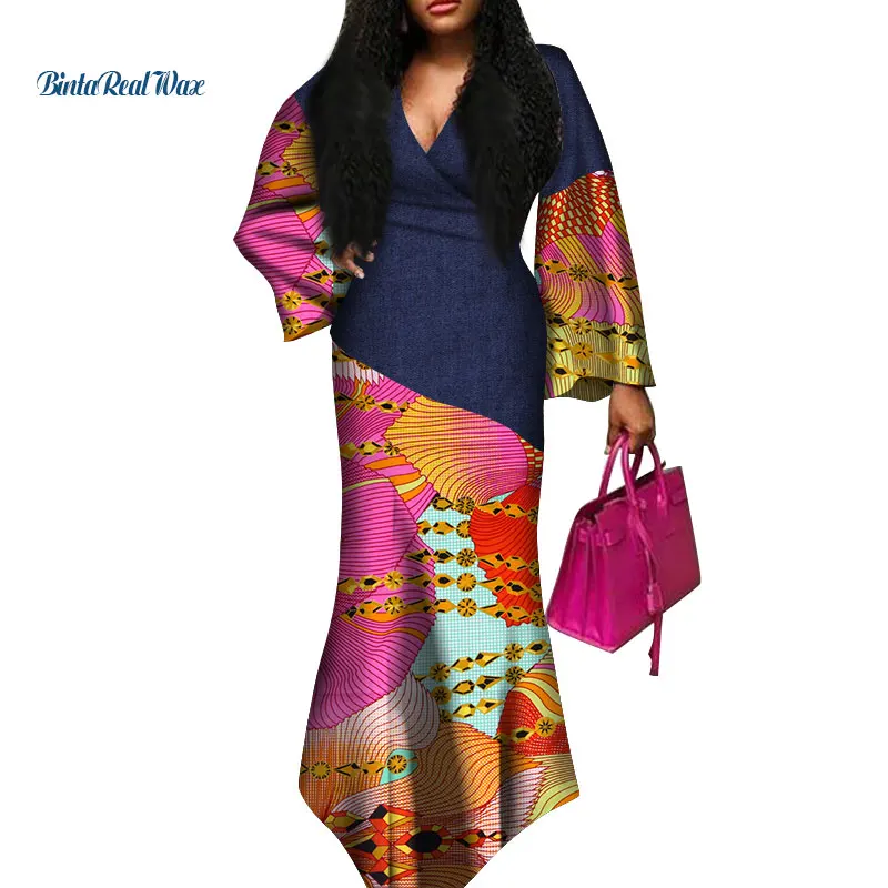Сексуальные платья с V-образным вырезом африканская одежда Дашики африканские