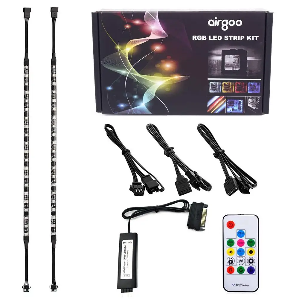 RGB PC Светодиодная лента, Airgoo компьютерная Магнитная светодиодная полоса с адресом комплект, материнская плата с 5V 3 Pin RGB заголовок для Asus Aura