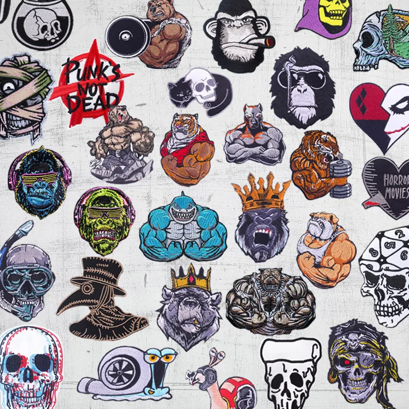 Оптовая продажа термоклейкие нашивки с вышивкой из шимпанзе тигра птицы для