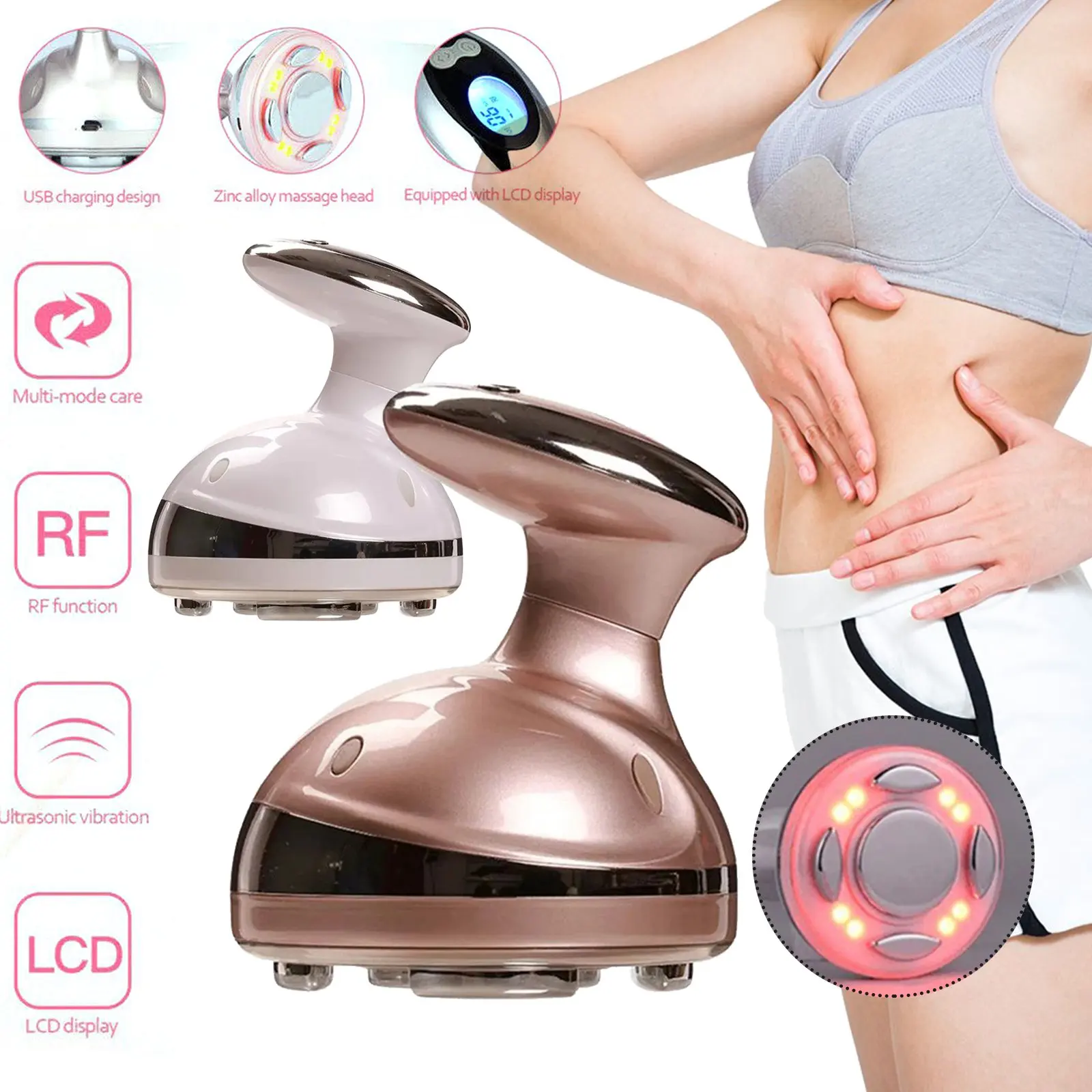 

USB RF Cavitation Ultrasonic Slimming Massager LED Fat Burner Anti Lipo Lose Weight Abdominal Exercise Full Body Tightening