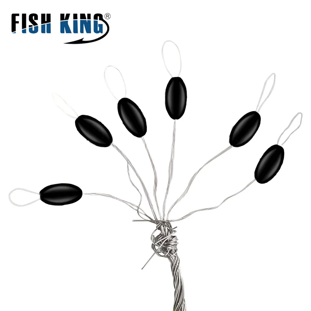 FISH KING 10 шт./лот 6 в 1 черная резиновая овальная рыболовная снасть поплавок стопор