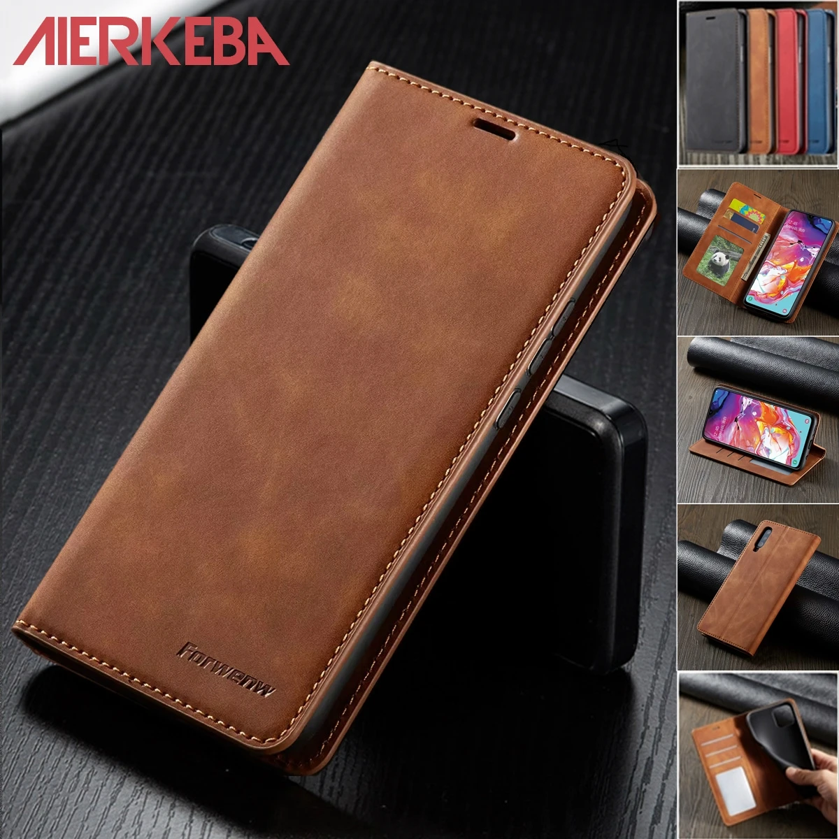 Кожаный чехол для Samsung A50 A70 A30 S A11 A21S A40 A51 A71 A31 A41 Note 20 S21 S20 FE Ultra S10 S9 S8 Plus Магнитный