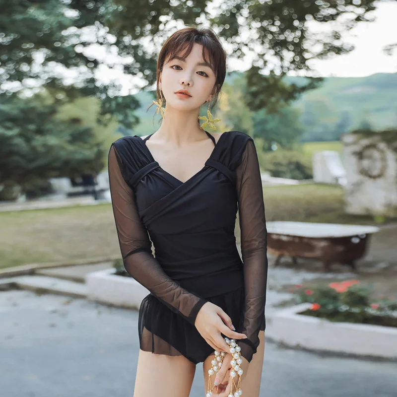 

Женский слитный купальник, пляжная одежда размера плюс, 2021, купальные костюмы для серфинга, бикини с высокой талией, Модный корейский костюм...