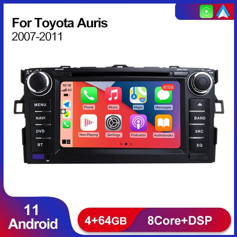 

Восьмиядерный процессор 4 + 64 ГБ Android 11 DSP автомобильный DVD GPS-навигатор для Toyota Auris 2007-11 мультимедийное Радио Стерео Carplay Авто BT WIFI