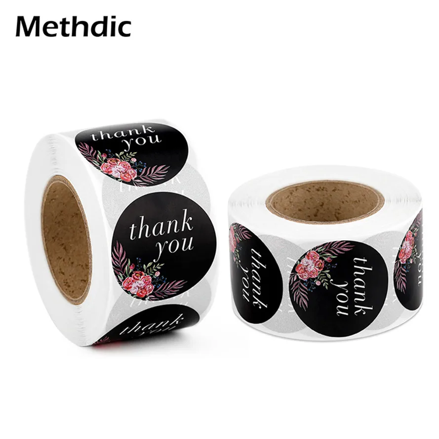 Пользовательский логотип печать Круглый Спасибо этикетка 500 Этикетки/рулон