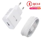 Зарядное устройство для телефонов Xiaomi Redmi 10, Redmi Note 10S, 9S, 9, 8, 7, 6 Pro, 18 Вт, QC 3,0, быстрое зарядное устройство с USB, микро-кабель типа C для Realme GT Neo