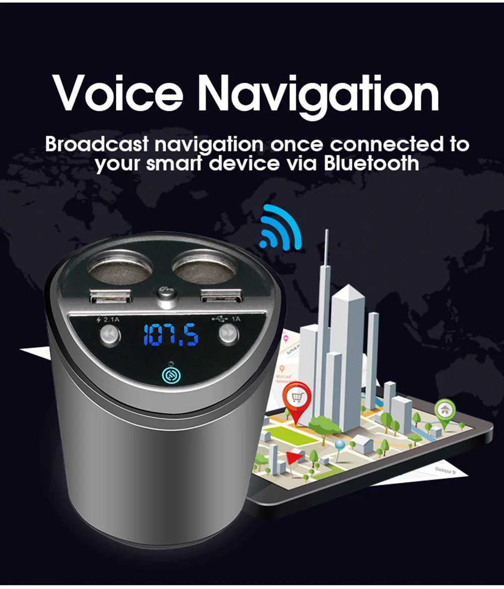VR робот Bluetooth FM трансимтер модулятор Handsfree автомобильный комплект с подстаканником двойной прикуриватель Разветвитель USB зарядное устройство