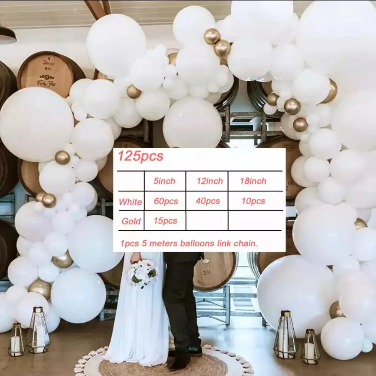 

125pcs/lot White Balloons Arch Kit Skin Color Latex Garland Balloons Baby Shower Supplies Backdrop Wedding Party Decor