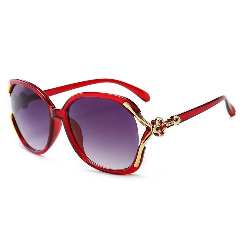 

Four leaf grass big Frame Sunglasses New Style Ladies Sunglasses elegant glasses fashion temperament driving glasses