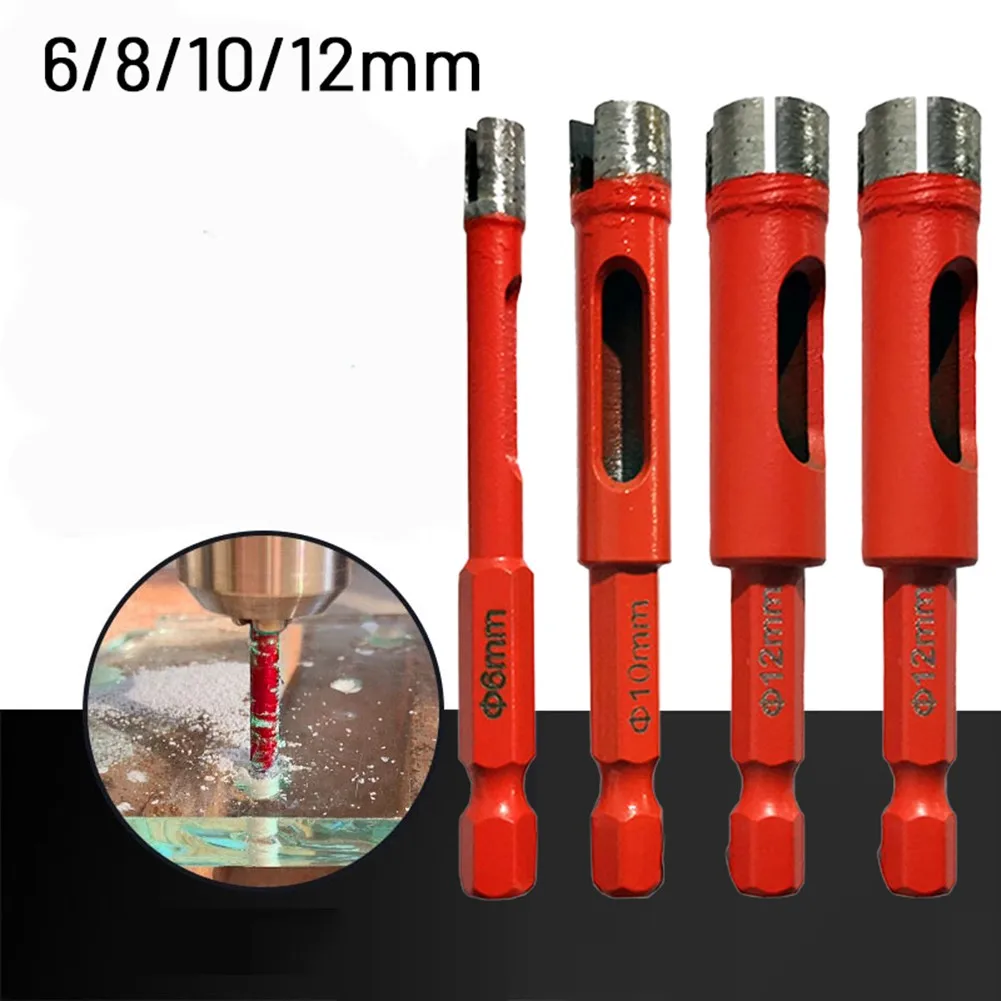 

4pcs Dry Diamond Drill Bit 6-12mm Hex Handle Shank 6.3mm Vacuum Brazed Hole Saw Cutter For Granite