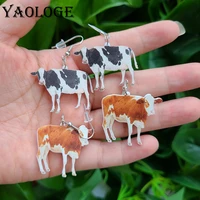 yaologe 2 colours cow shape cartoon acrylic new drop earrings for women girls fashion beautiful birthday gift aesthetic jewelry