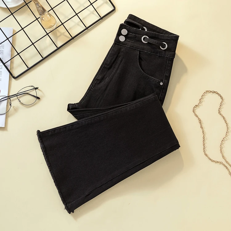 

2020 of tall waist to film the new autumn black micro flared jeans stretch women cultivate one's morality feeling nine po