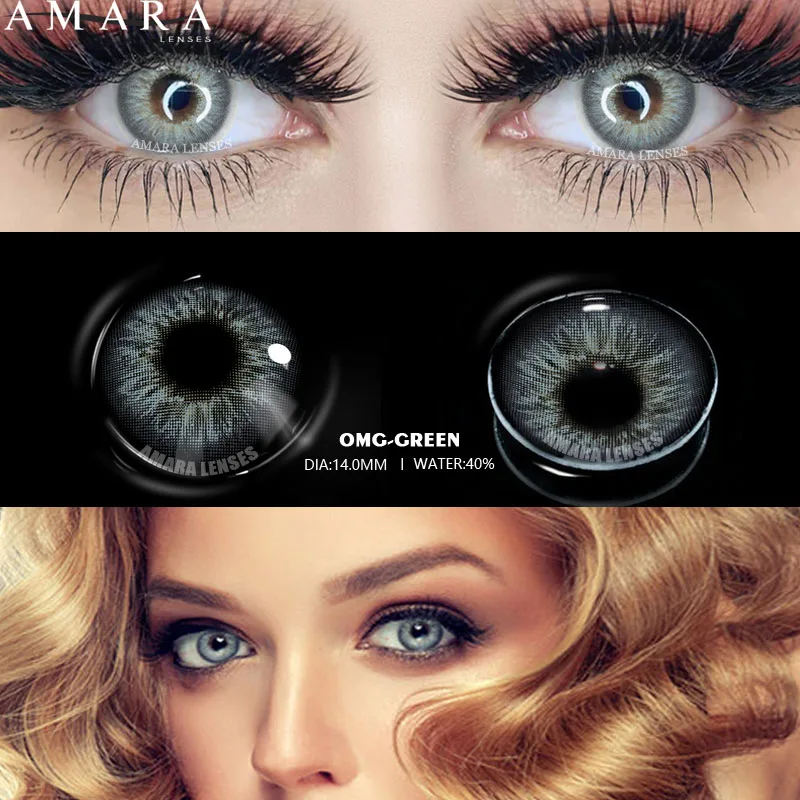 Цветные контактные линзы AMARA 1 пара для глаз серии OMG мягкие красивые