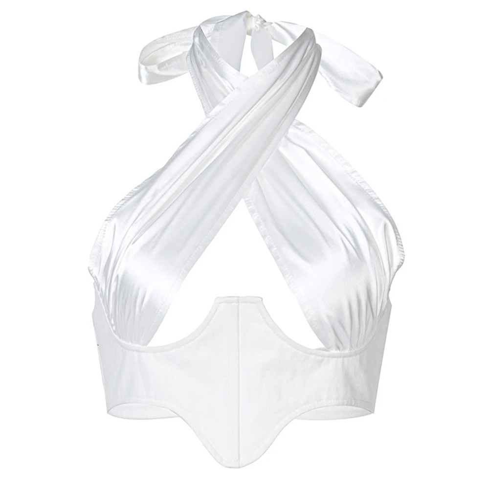 

Sexy Women's Tube Crop top y2k Fashion White Lacing Backless Summer Autumn Corset Tank Tops Female Clothing 2021 New Year