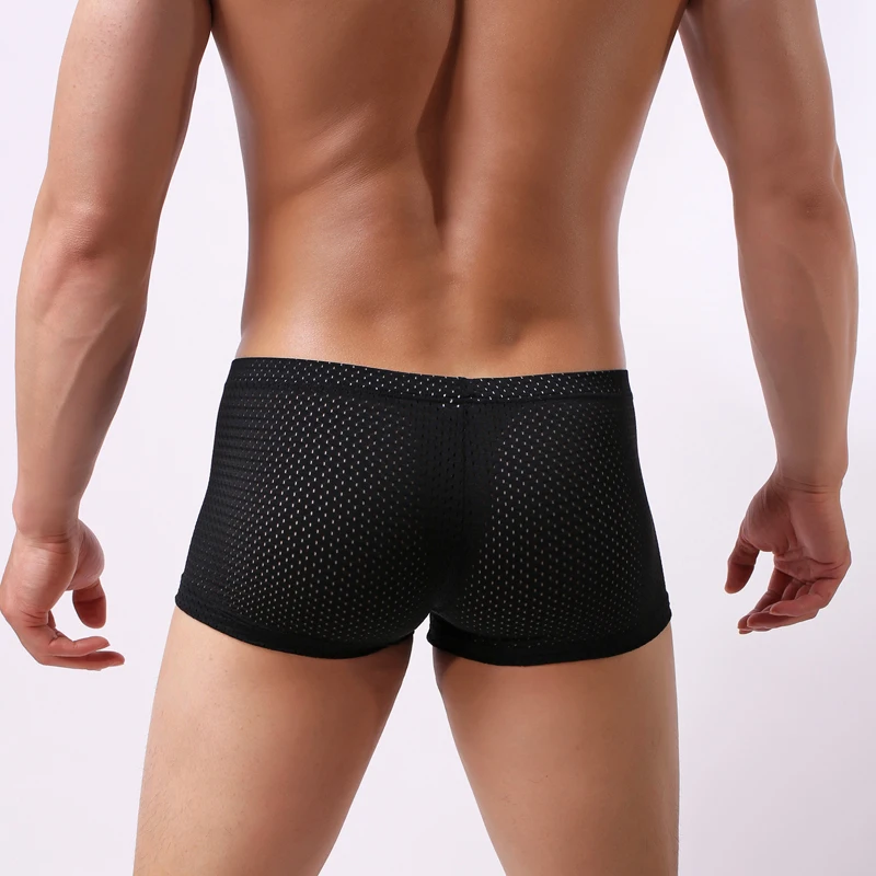 Боксеры мужские сетчатые дышащие пикантные трусы нейлоновое нижнее белье |